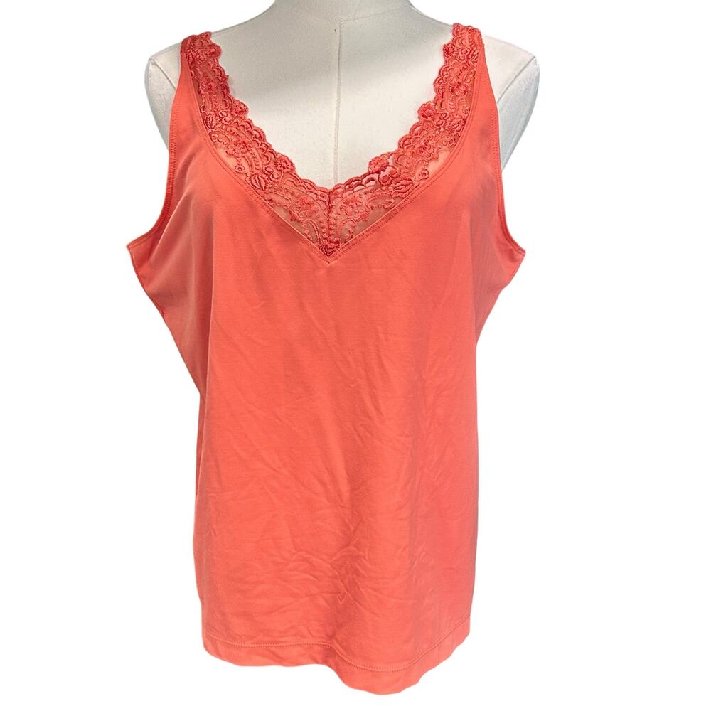 Chico's Tank Top Orange Lace Trim Baby Doll Cami Y2K Coquette Summer Beach SZ 3